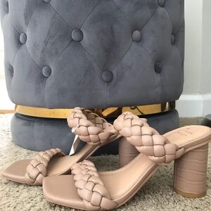 A New Day Braided Strap Nude Block Heel Sandals - Women 7 Brand New
